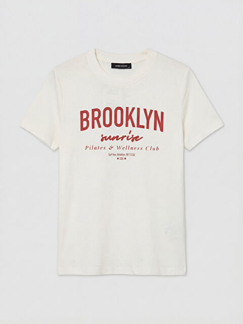 LCW Vision Bisiklet Yaka Brooklyn Baskılı Kadın Tişört