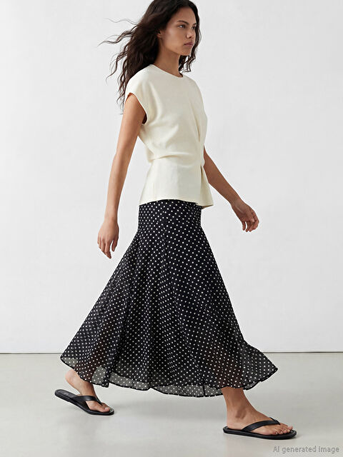 LCW Modest Beli Fermuarlı Puantiyeli Etek