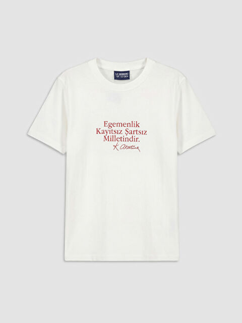 LCW Kids Bisiklet Yaka Yazı Baskılı Erkek Çocuk Tişört
