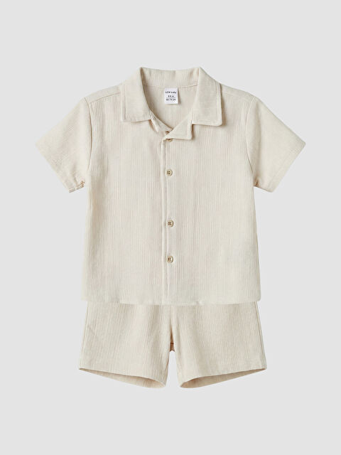 LCW baby Dokulu Erkek Bebek Gömlek ve Şort Takım