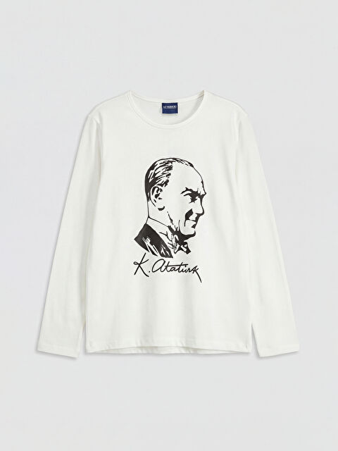 LCW Kids Bisiklet Yaka Atatürk Baskılı Kız Çocuk Tişört
