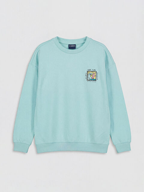 LCW Kids Bisiklet Yaka Baskılı Erkek Çocuk Sweatshirt