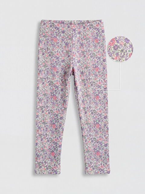 LC WAIKIKI Uzun Fitilli Çiçek Desenli Kız Çocuk Tayt