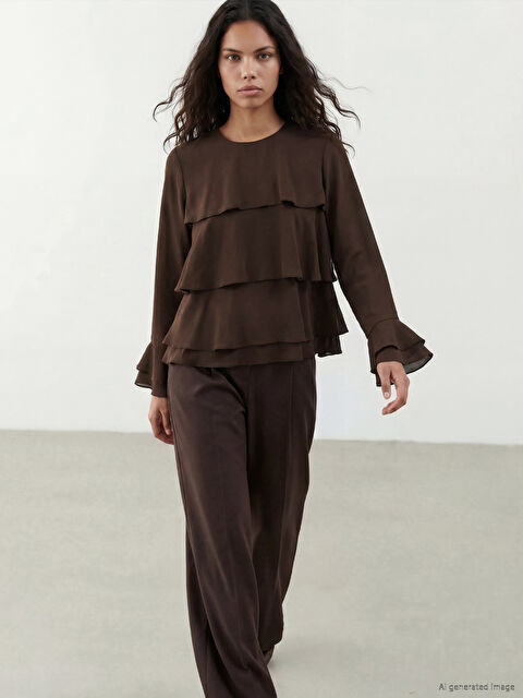 LCW Modest Bisiklet Yaka Fırfırlı Bluz