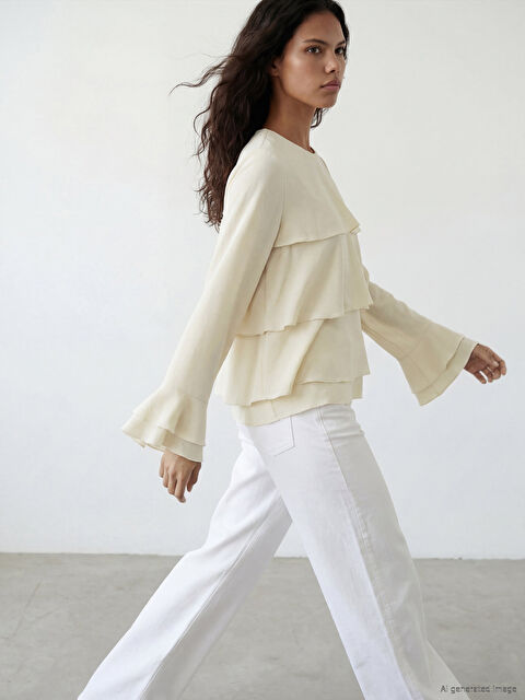 LCW Modest Bisiklet Yaka Fırfırlı Bluz