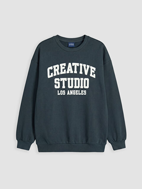 LCW Kids Bisiklet Yaka Baskılı Erkek Çocuk Sweatshirt