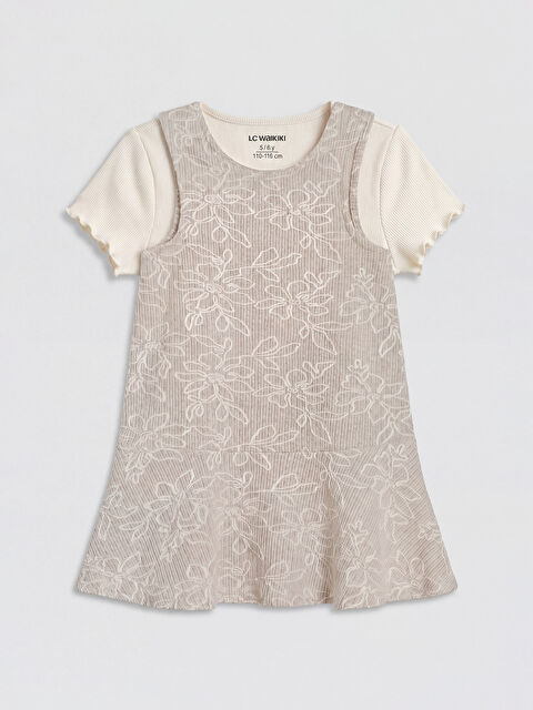 LCW Kids Bisiklet Yaka Çiçek Desenli Kız Çocuk Elbise