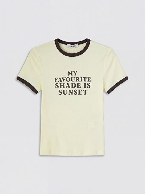 LCW Vision Bisiklet Yaka Baskılı Kadın Tişört