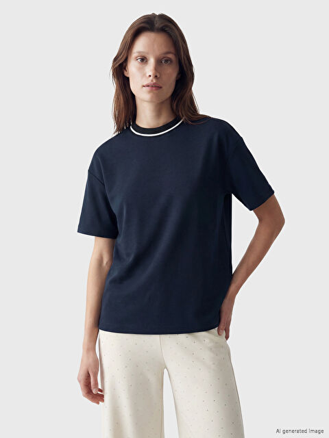 LCW Modest Bisiklet Yaka Soft Touch Kadın Tişört