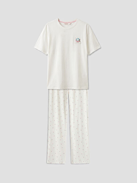LCW DREAM Bisiklet Yaka Baskılı Kadın Pijama Takım