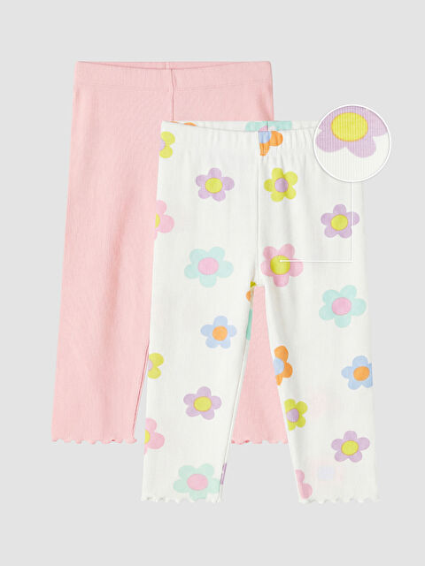 LCW Kids Çiçekli Kız Çocuk Tayt 2'li
