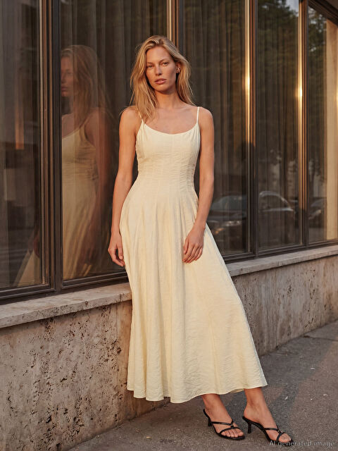 LCW Vision Kare Yaka İp Askılı Elbise