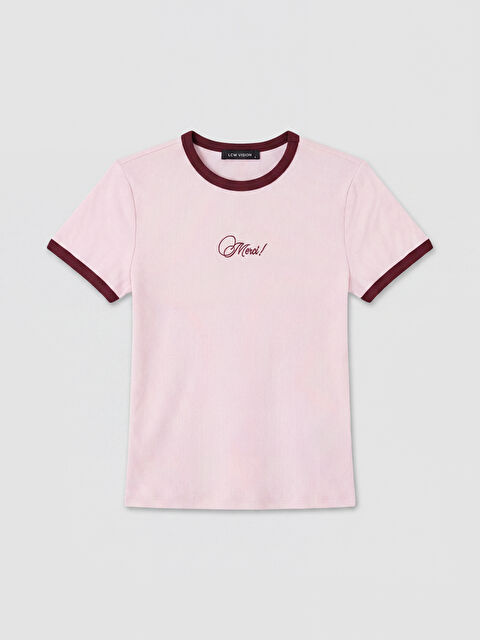 LCW Vision Bisiklet Yaka Baskılı Kadın Tişört