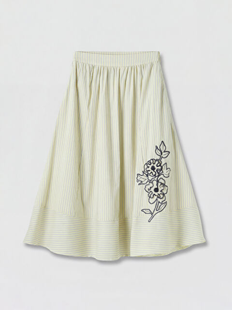 LCW Modest Beli Lastikli Çiçekli Kloş Etek