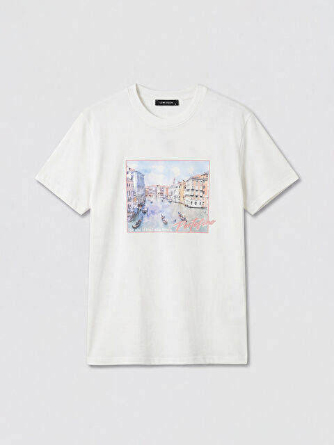 LCW Vision Bisiklet Yaka Baskılı Kadın Tişört