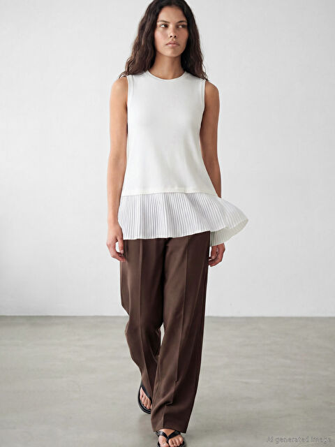 LCW Modest Bisiklet Yaka Pileli Bluz