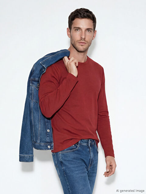 LCWAIKIKI Classic Bisiklet Yaka Uzun Kollu Erkek Tişört - S60359Z8-HNP