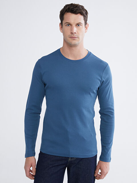 LCWAIKIKI Classic Bisiklet Yaka Uzun Kollu Erkek Tişört - S60359Z8-PJG