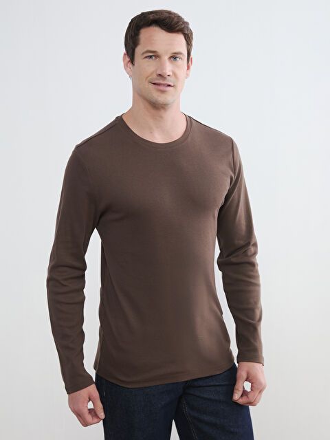 LCWAIKIKI Classic Мъжка тениска с кръгло деколте и дълъг ръкав - S60359Z8-98E