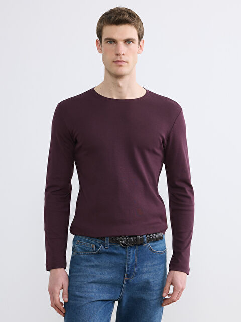 LCWAIKIKI Classic Bisiklet Yaka Uzun Kollu Erkek Tişört - S60359Z8-YHP