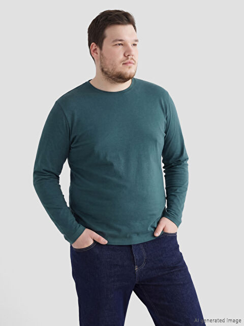 LCWAIKIKI Classic Bisiklet Yaka Uzun Kollu Erkek Tişört - S60359Z8-Z7D