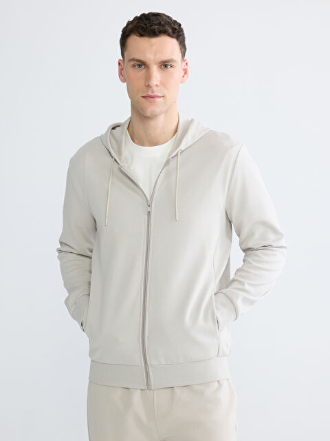 LCWAIKIKI Basic Kapüşonlu Erkek Fermuarlı Sweatshirt - S60369Z8-SNE