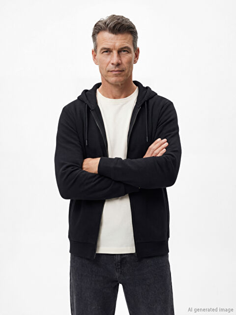 LCWAIKIKI Basic Kapüşonlu Erkek Fermuarlı Sweatshirt - S60369Z8-CVL