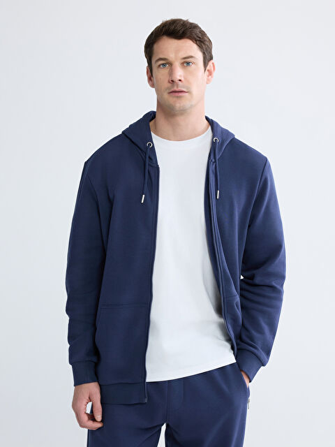 LCWAIKIKI Classic Men's Hooded Zip-Up Sweatshirt - S60378Z8-ZPK
