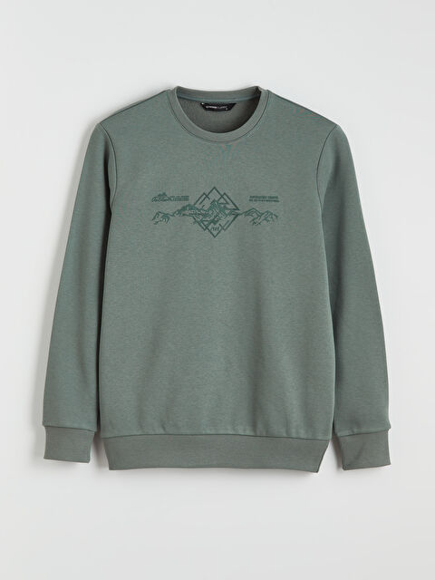 LCWAIKIKI Classic Bisiklet Yaka Baskılı Erkek Sweatshirt - S60383Z8-VX4