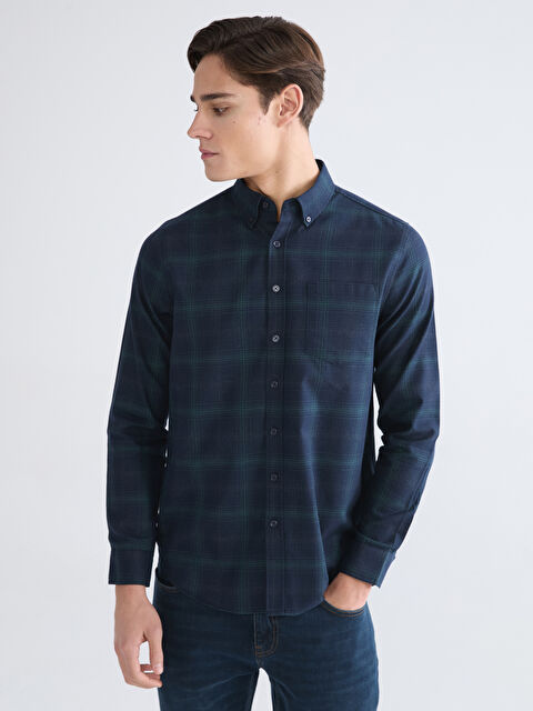 LCWAIKIKI Classic Regular Fit Plaid Gabardine Men's Shirt - S60414Z8-LME