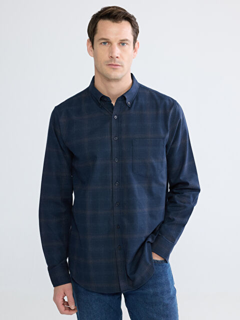 LCWAIKIKI Classic Regular Fit Plaid Gabardine Men's Shirt - S60414Z8-LN6