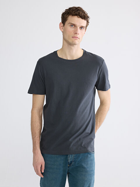 LCWAIKIKI Classic Bisiklet Yaka Penye Erkek Tişört - S60417Z8-YKZ