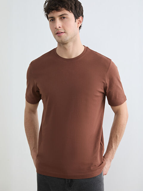 LCWAIKIKI Classic Bisiklet Yaka Penye Erkek Tişört - S60418Z8-HHN