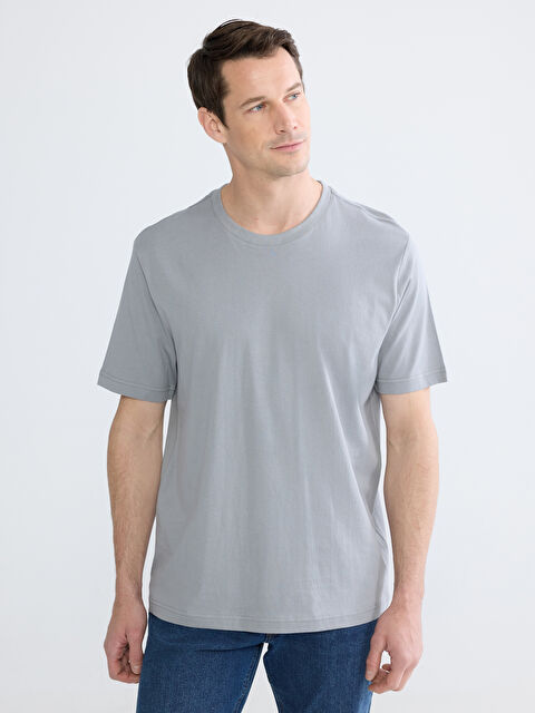 LCWAIKIKI Classic Bisiklet Yaka Penye Erkek Tişört - S60418Z8-JP4