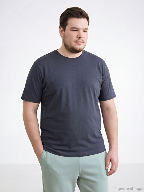 LCWAIKIKI Classic Bisiklet Yaka Penye Erkek Tişört - S60418Z8-YKZ