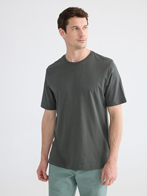 LCWAIKIKI Classic Bisiklet Yaka Penye Erkek Tişört - S60418Z8-ZLH