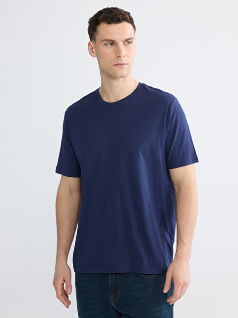 LCWAIKIKI Classic Bisiklet Yaka Penye Erkek Tişört - S60418Z8-ZPK