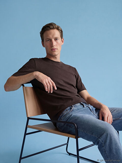 LCWAIKIKI Classic Bisiklet Yaka Erkek Penye Tişört - S60418Z8-YKY