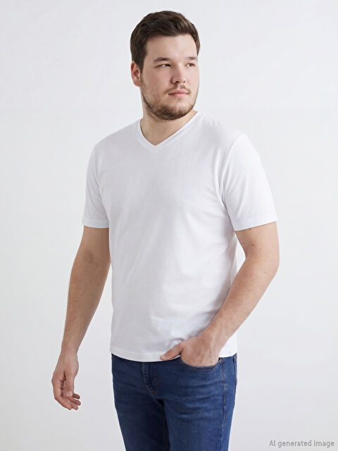 LCWAIKIKI Classic V Yaka Penye Erkek Tişört - S60419Z8-Q6K