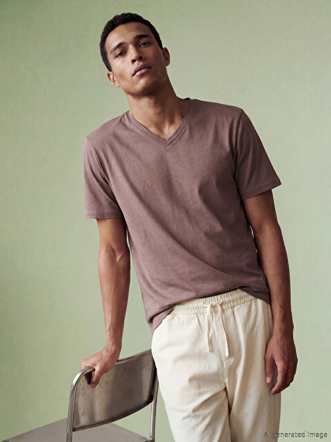 LCWAIKIKI Classic V Yaka Standart Fit Penye Erkek Tişört