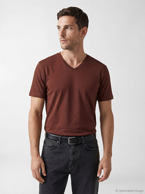 LCWAIKIKI Classic V Yaka Penye Erkek Tişört