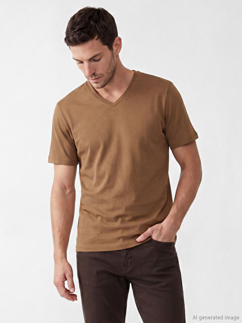 LCWAIKIKI Classic V Yaka Penye Erkek Tişört