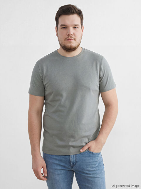 LCWAIKIKI Classic Bisiklet Yaka Penye Erkek Tişört