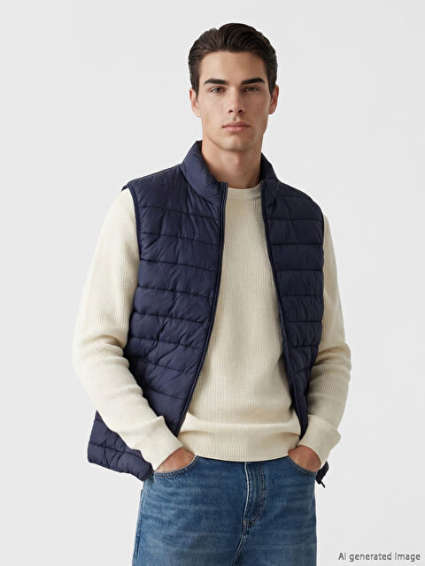 LCWAIKIKI Classic Ерлер көк Пуховик жилет