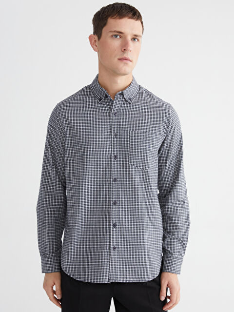 LCWAIKIKI Classic Regular Fit Long Sleeve Plaid Gabardine Men's Shirt - S60451Z8-LKX