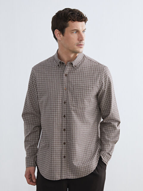 LCWAIKIKI Classic Regular Fit Long Sleeve Plaid Gabardine Men's Shirt - S60451Z8-LLL