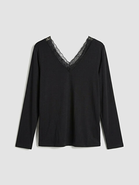 LCW DREAM V Yaka Dantel Detaylı Kadın Pijama Üst - S60478Z8-CVL