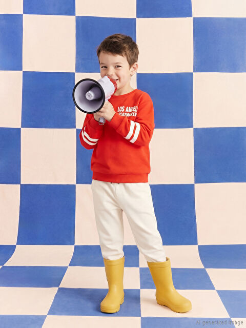 LCW Kids Los Angeles Baskılı Erkek Çocuk Sweatshirt - S60677Z1-HBH