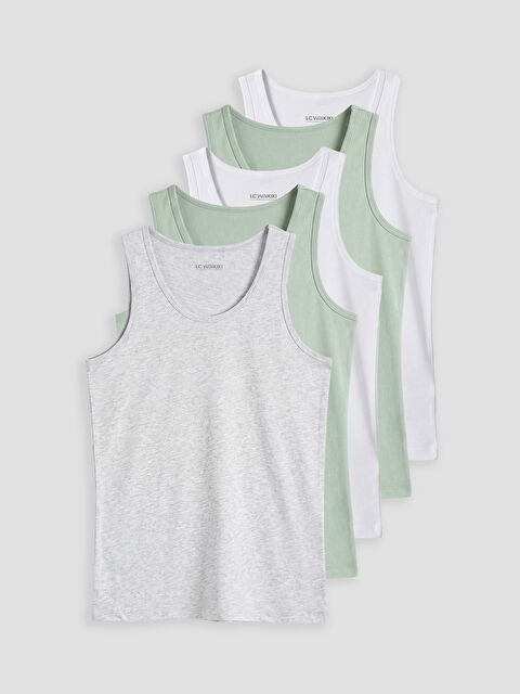 LCW Kids Bisiklet Yaka Erkek Çocuk Atlet 5'li - S60787Z4-FKS