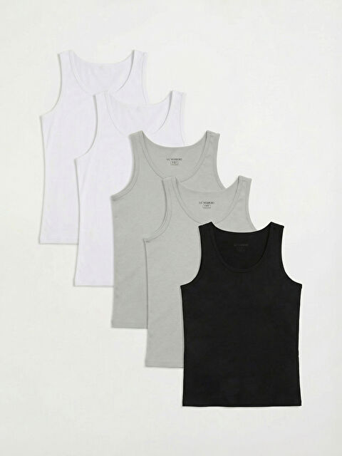 LCW Kids Bisiklet Yaka Erkek Çocuk Atlet 5'li - S60787Z4-KXV